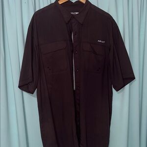 Ariat Short Sleeve Button-Down Work Shirt in Dark Brown